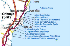 Mapa de Cabo Roig y del resto de Playas de Orihuela Costa