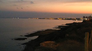 Playa Fósil al atardecer