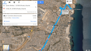 map como llegar de cabo roig a la cala la mosca